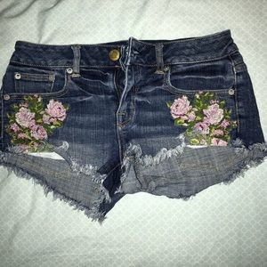 American Eagle Floral Denim Shorts